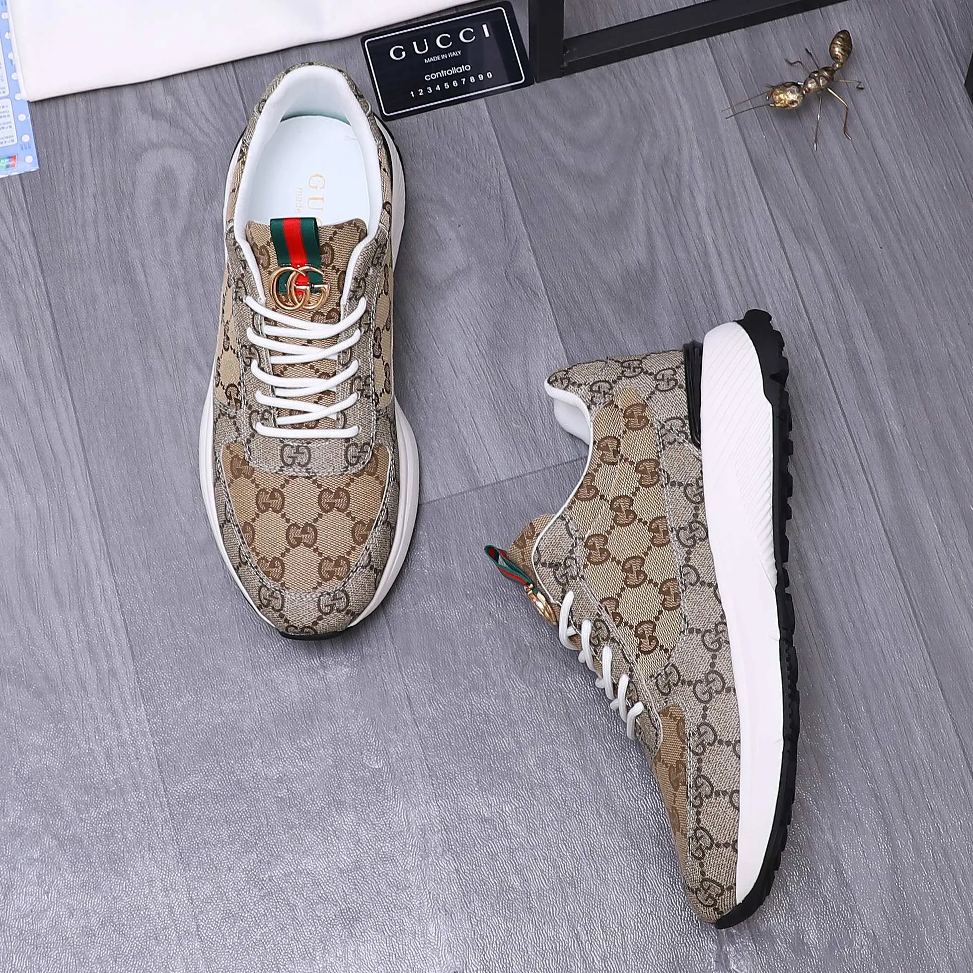 Men's shoes 💰460 Product trademark: GUCCI "Gucci" casual shoes Regular size: 38-44 (45 is custom-made and non-returnable) Product materials: Selected cowhide stitching breathable woven upper, breathable mesh lining, rubber outsole